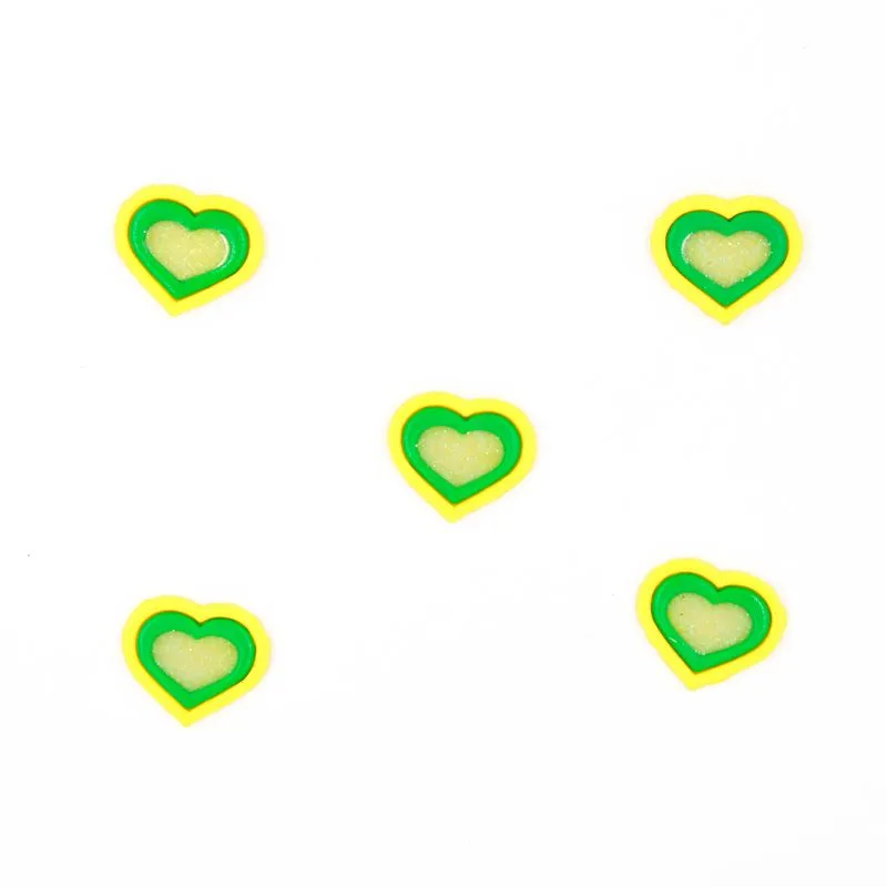 APLIQUE CORAÇÃO EMBORRACHADO COM 50 PEÇAS Verde E Amarelo