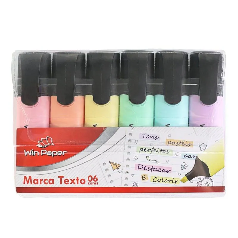 Kit De Marca-texto Pastel De Pvc Com 6 Cores