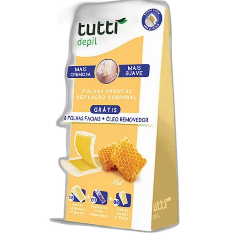 Tutti Depil Folhas Prontas Facial Mel 9 Pares Depilação