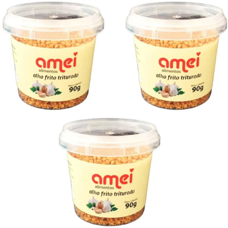 Kit 3 Alho Triturado Frito 90g Super Envio Imediato