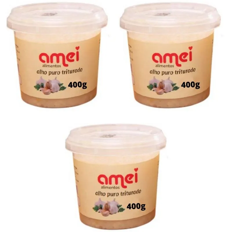 Kit 3 Alho Triturado Puro 400g Super Premium Envio Imediato