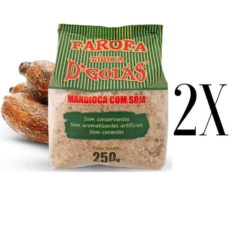 Combo 2 Pacote De Farofa De Mandioca Com Soja 250g Dgoias
