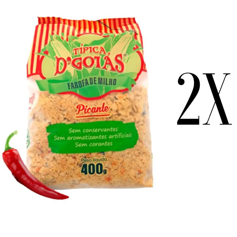 Combo 2 Pacote De Farofa De Milho Picante 400g Dgoias