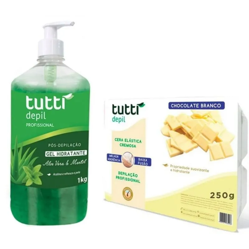 Combo Cera Chocolate Branco 250g + Gel Pós Depilação Mentol