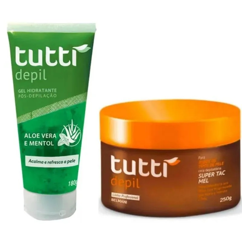 Cera Depilatória Mel 250g + Gel Pós Depilação Aloe Vera 180g