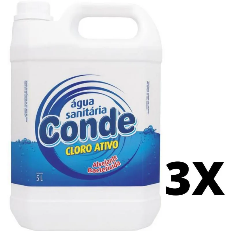 3 Água Sanitária Conde 5 Litros Candida Roupalim Atacado