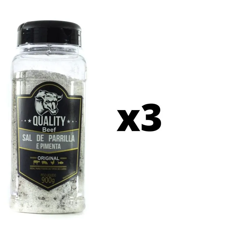 Kit 3 Sal Parrilla Pimenta Quality 900g Premium Especiarias