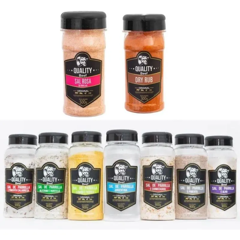 Combo Sal De Parrilla 7 Com Especiarias 1 Dry Rub 1 Sal Rosa