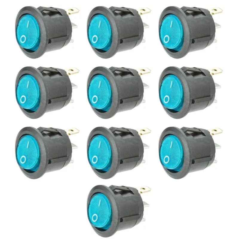 10 Chaves Interruptor Gangorra I / O Kcd1-1105 Azul Redonda