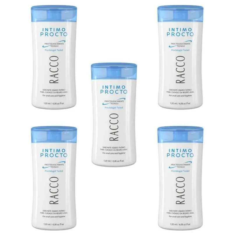 Kit 5 Sabonete Líquido Intimos Racco 120ml Antissétpico