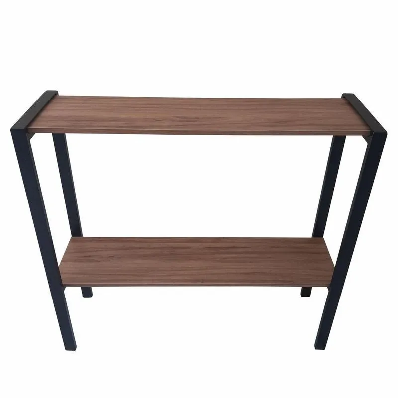 Aparador Prateleira Dupla Industrial Mônaco Mdf Amêndoa 80Cm