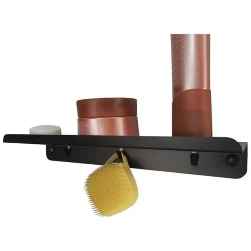 Porta Shampoo E Saboneteira Parede Preto Fosco Inox 304