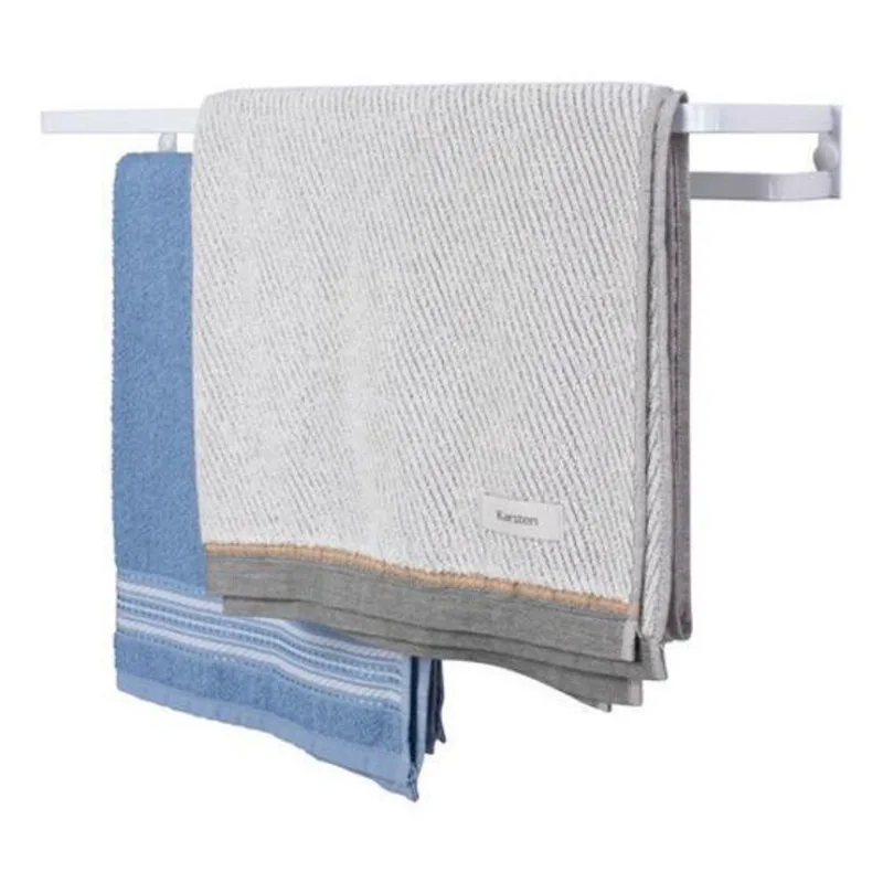 Porta Toalhas Toalheiro Duplo Parede Branco Brilho 60Cm