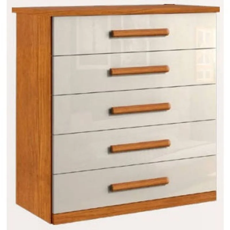 Cômoda para quarto 5 gavetas corrediças telescópicas - Toronto-Nature/Off - Bianchi Móveis