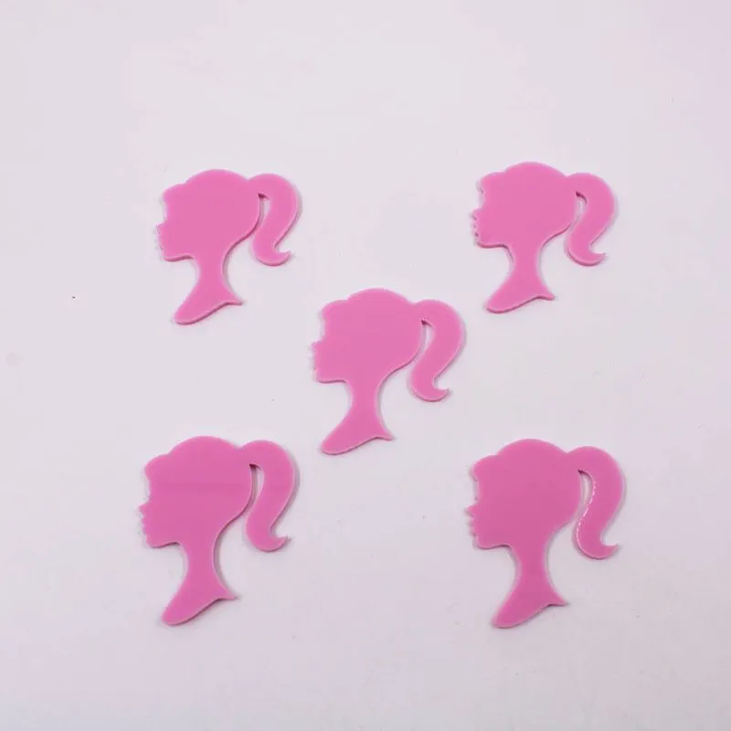 APLIQUE PERFIL BARBIE 35X45MM EM ACRILICO COM 50 PEÇAS Rosa Claro
