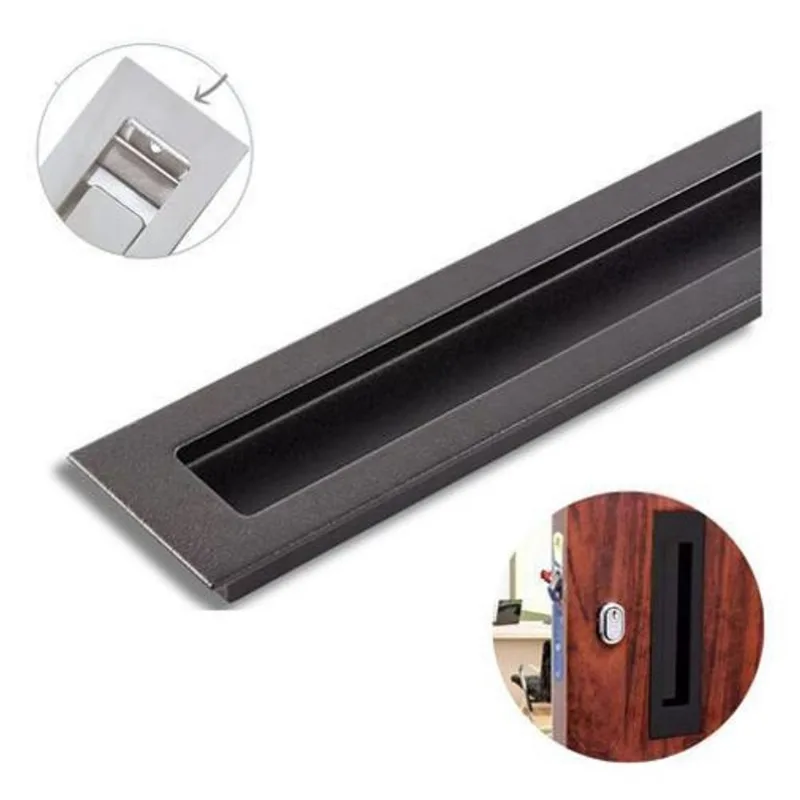Puxador Preto 20Cm Concha Cozinha Porta Madeira Invisivel
