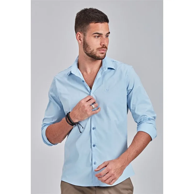 Camisa Manga Longa Docthos Slim Tricoline C/ Elastano Liso Camisa Manga Longa Docthos Slim Tricoline C/ Elastano Liso 021 Azul Celeste Gg
