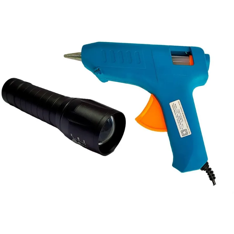 Aplicador De Cola Quente Bivolt Azul 17w + Mini Lanterna