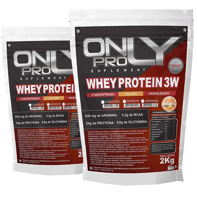 Whey Protein Hidrolisado Isolado Concentrado 3w 2kg Baunilha