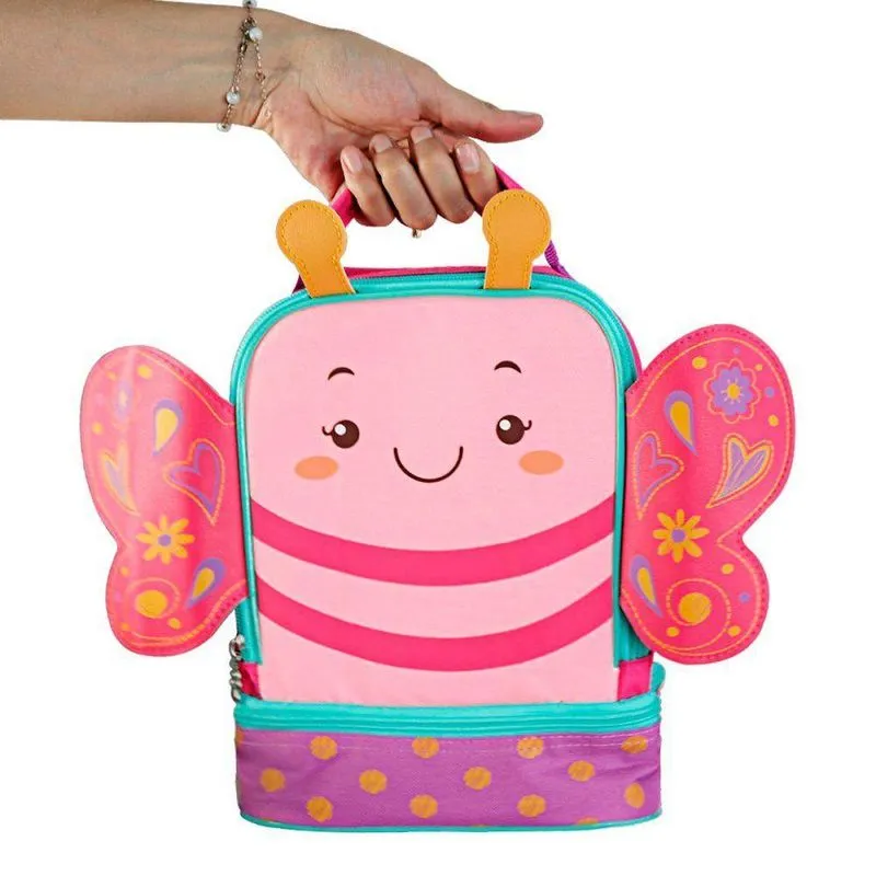 Lancheira Térmica Infantil Borboleta Com Alça Rosa Ou Roxa