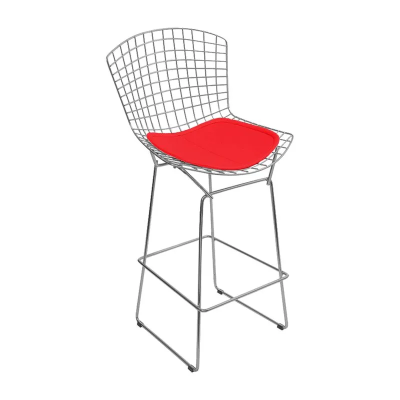 Banqueta Bertoia Cromada D80 Assento Sintético Vermelho