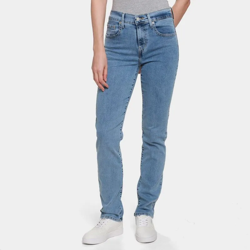 Calça Levi's 724 High Rise Straight Feminina - Feminino - Azul+Preto