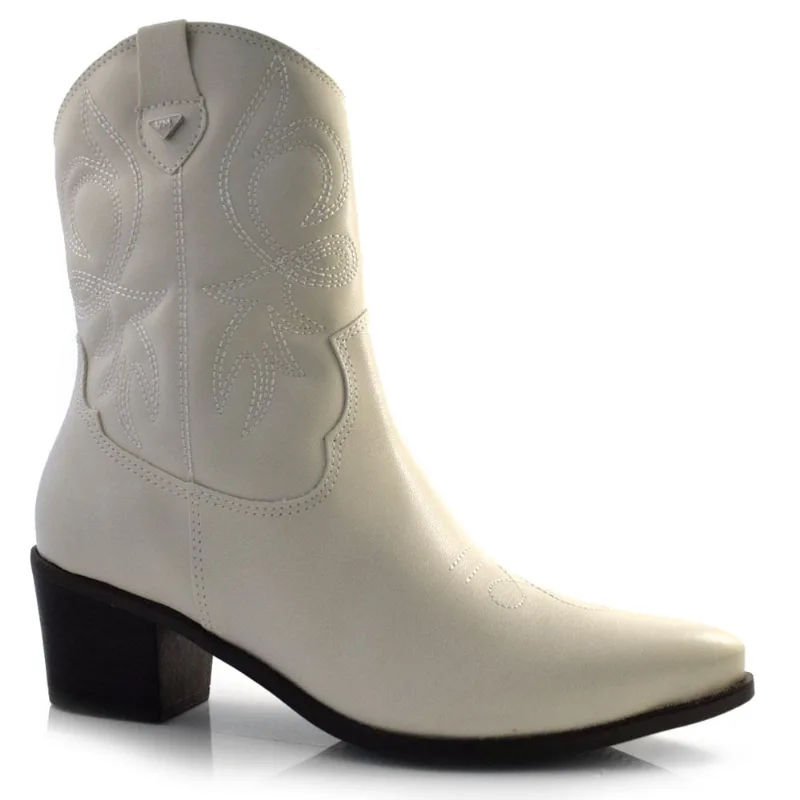 Bota Texana Feminina Via Marte Off White 090-001-01 34
