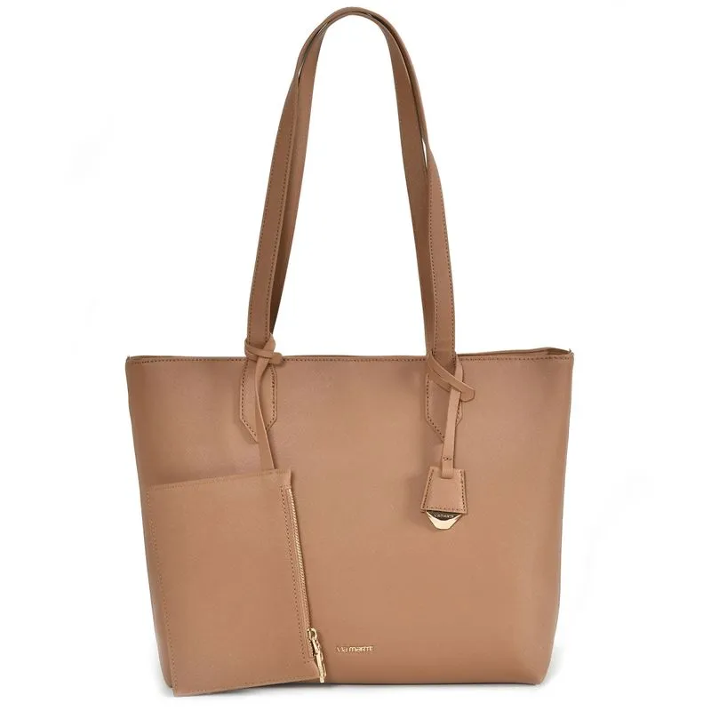 Bolsa Shopper Via Marte Saffiano Bege Feminina UNICO