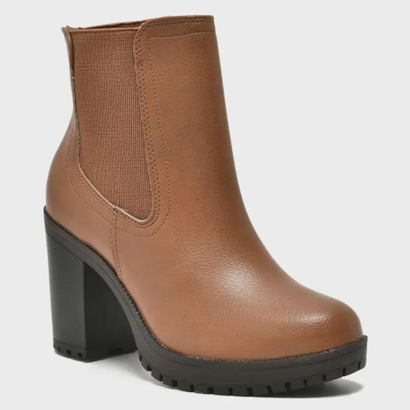 Bota Feminina Salto Bloco Caramelo Via Marte 014-008-01
