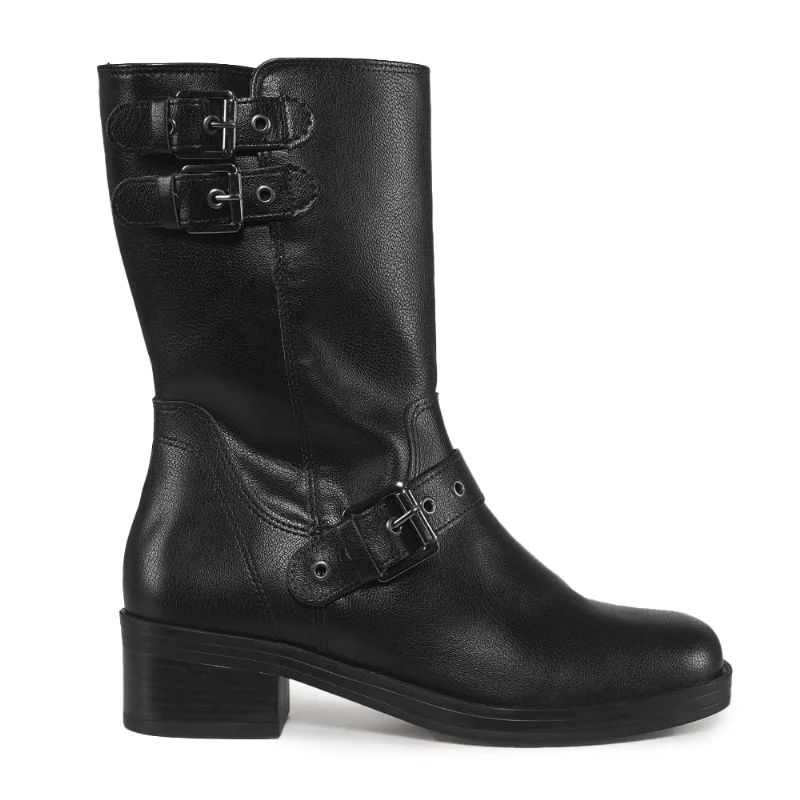Bota Cano Médio Via Marte Fivelas Preto Feminino PRETO - 37