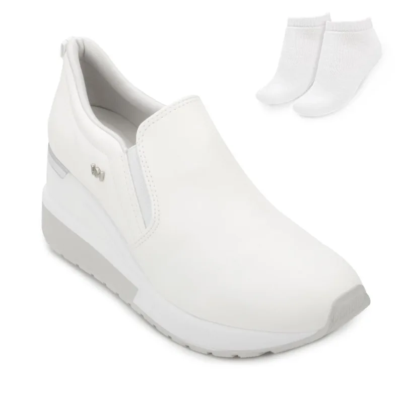 Tênis Slip On Via Marte e Meia VM25-04600 39 / Branco/Prata