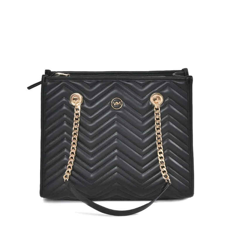 Bolsa Feminina Via Marte Tote Matelassê Geométrico Preto - U