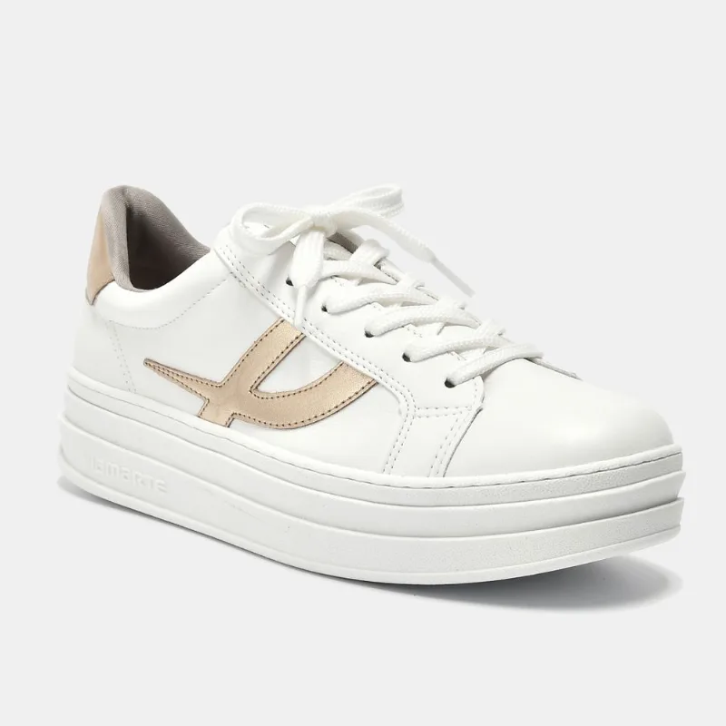 Tênis Casual Branco e dourado 156-002-01 33