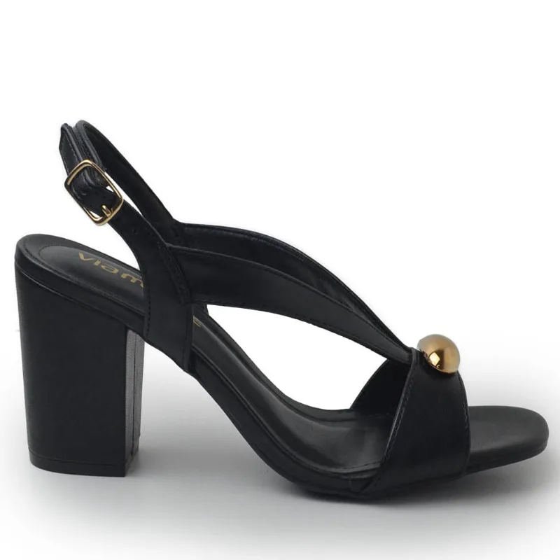 Sandália Via Marte Feminina Salto Alto 164-001-01 NAPA PRETO 39
