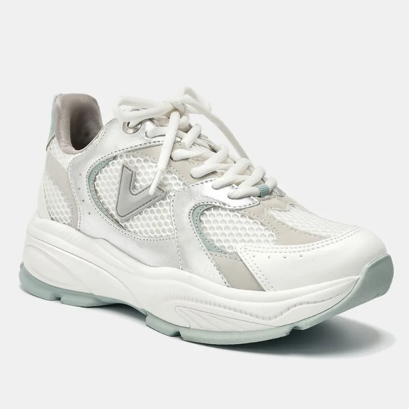 Tênis Casual Branco e cinza e prata e verde 135-004-08 38