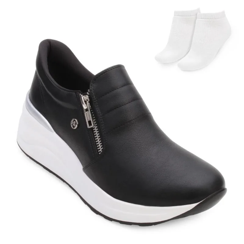 Tênis Slip On Via Marte e Meia VM24-08101 39 / Preto/Branco