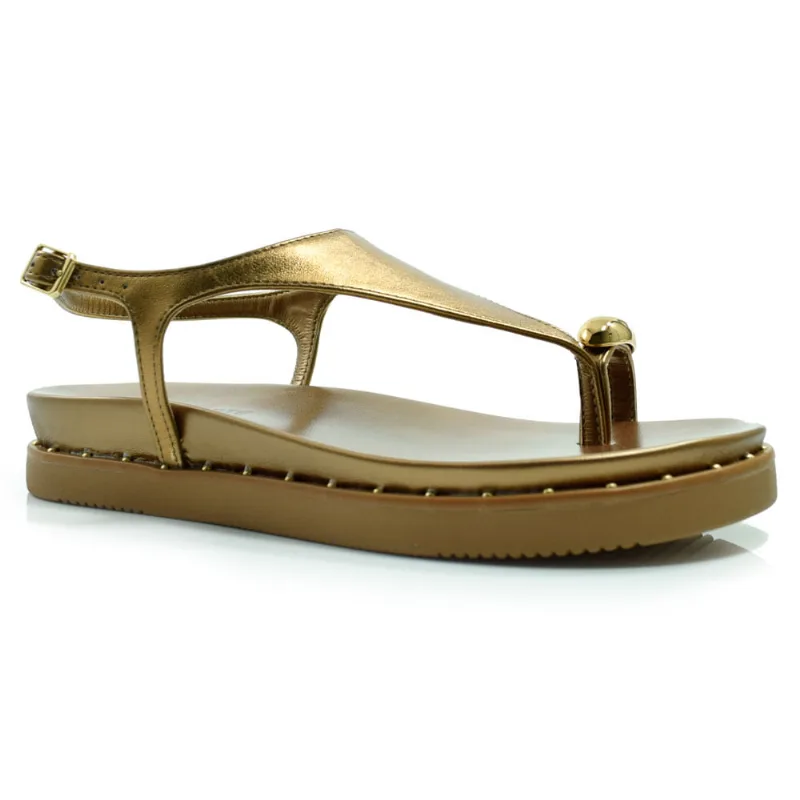 Sandália Flat Feminina Via Marte Dourado 169-001-01 34