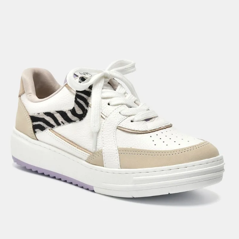 Tênis Casual Bege e branco e dourado e lilás 132-001-08 38