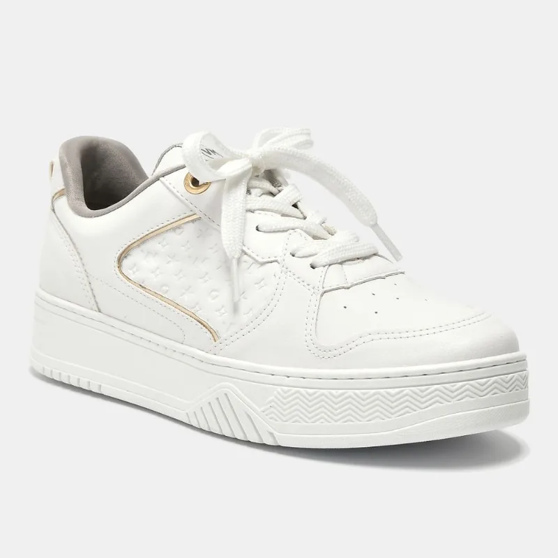 Tênis Casual Branco e dourado 053-016-01 33