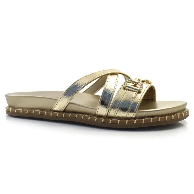 Sandália Flat Feminina Via Marte Dourado 175-007-01 36