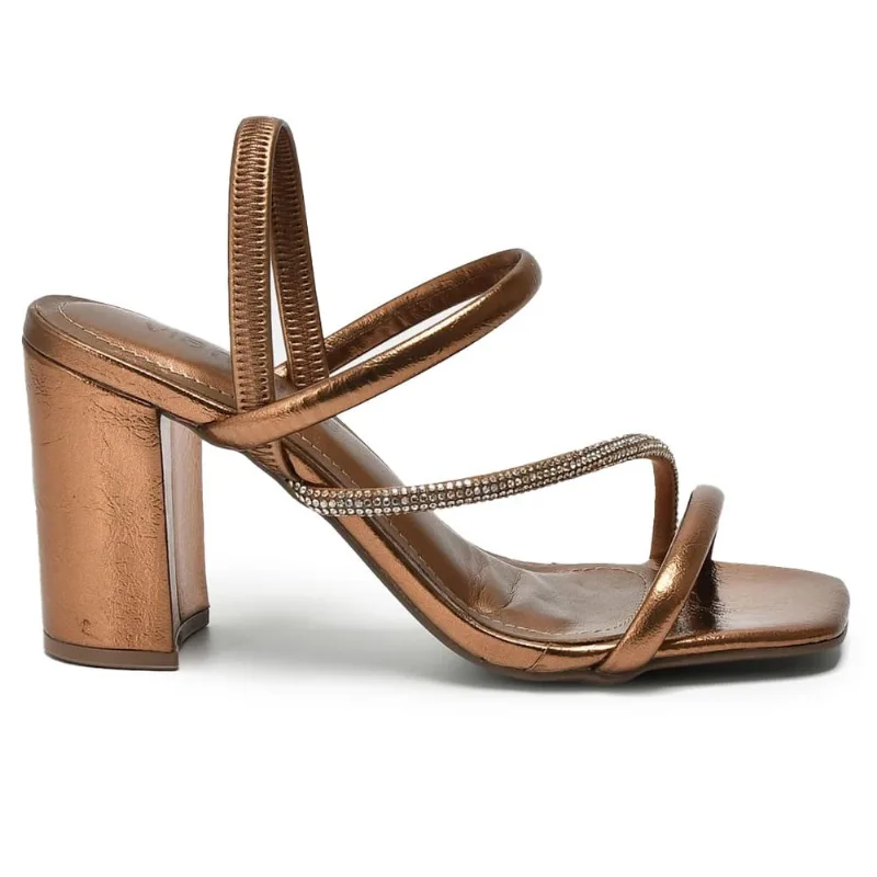 Sandália Via Marte Acabamento Brilhante Feminina Cobre 37