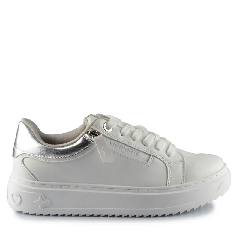 Tênis Casual Via Marte Feminino 206-001-01 NP BRANCO/PRATA 37
