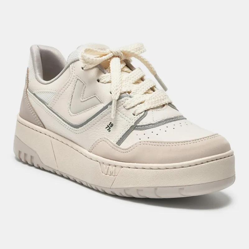 Tênis Casual Bege e branco e off white e prata 042-022-18 33