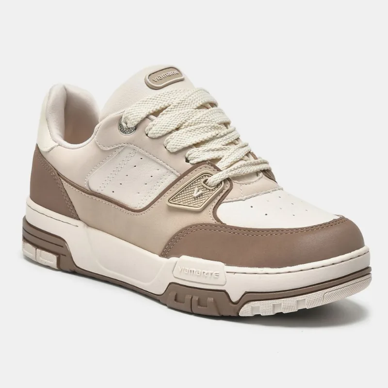 Tênis Casual Bege e marrom claro e off white 218-005-03 36
