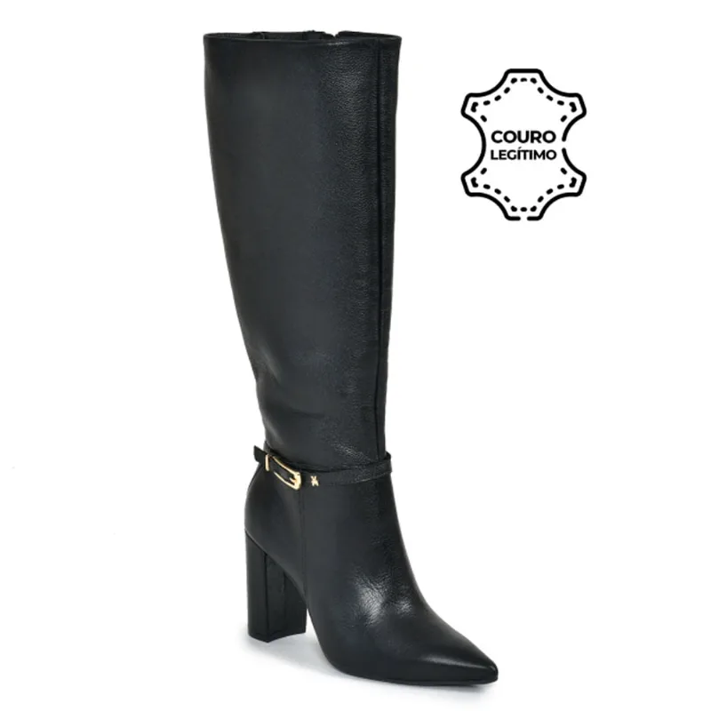 Bota de Couro e Cano Alto Via Marte Preto 063-014-01 35