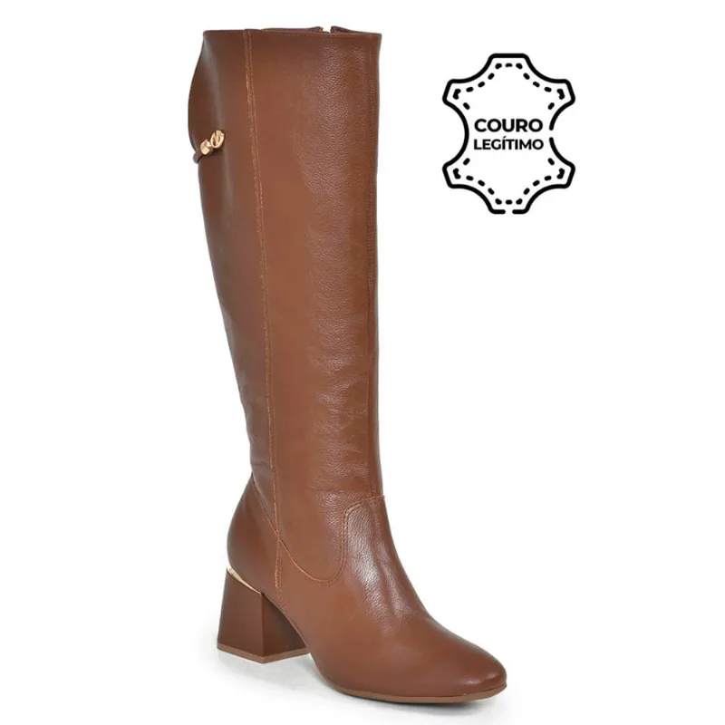 Bota Montaria de Couro Feminina Via Marte Marrom 243-006-01 39