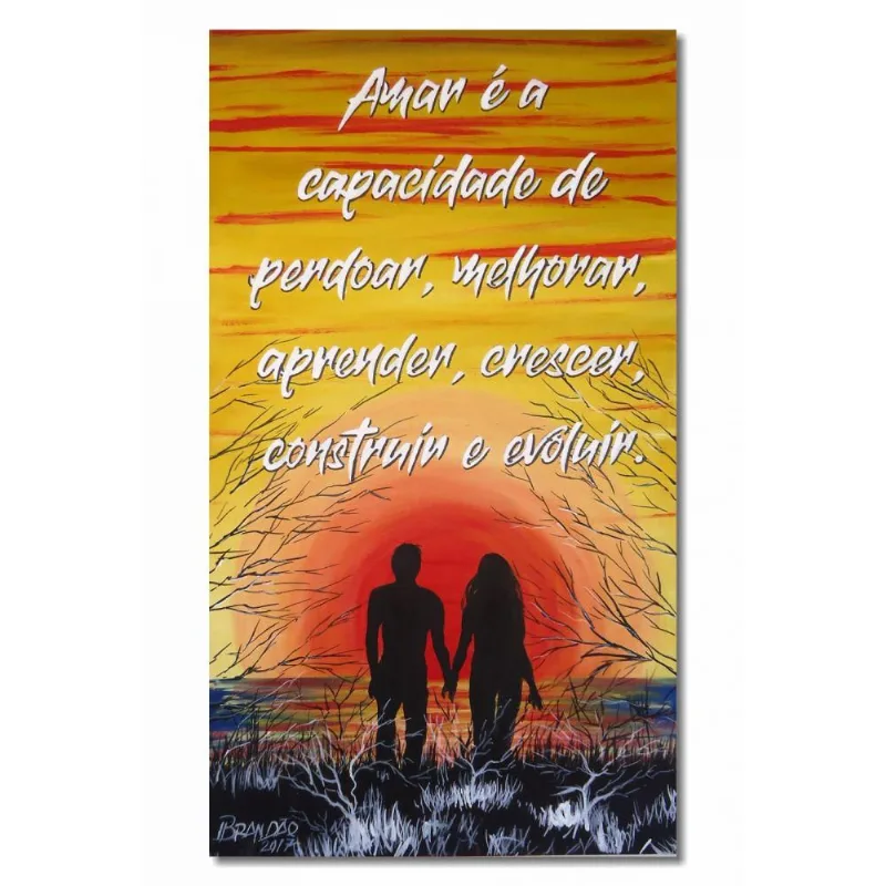 Quadro Para Decoração Pintado A Mão Motivacional 61x34cm