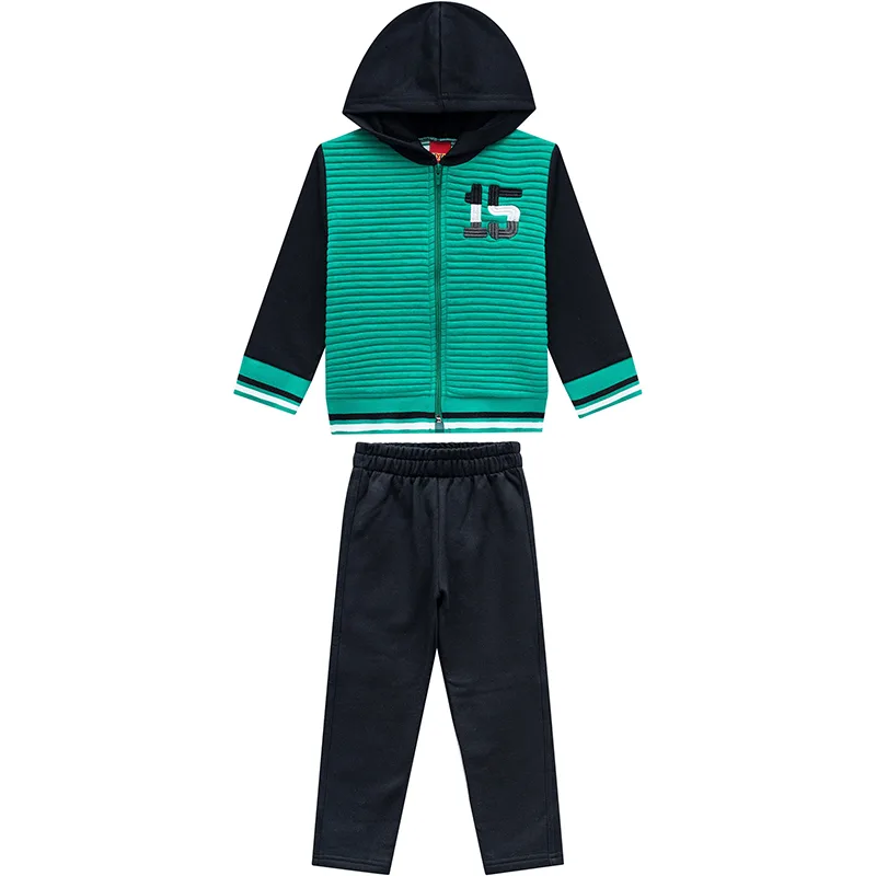 Conjunto Infantil Menino Moletom Com Estampa Bordada 4/8 - 206973-VERDE-6