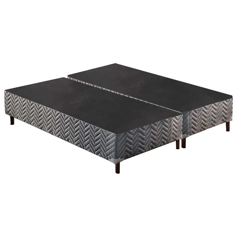 Cama Box Base Queen Sommier Rústico Bordado Gray (158x198x30 (2 uni 79X198)) - Paropas