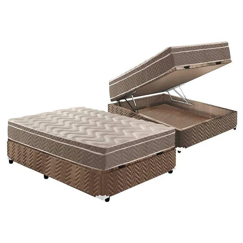 Cama Box Baú Casal: Colchão Anatômico Paropas D33 / Ep Confort Ultra Firme + Base Brown(138X188)